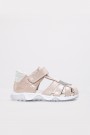 Hakiki Deri Pudra Gümüş Unisex Çocuk Klasik Sandalet 006BAK001