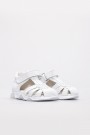 Hakiki Deri Beyaz Saten Unisex Çocuk Klasik Sandalet 006BAK001