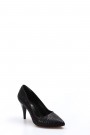 Siyah Kırışık Kadın Stiletto Ayakkabı 629ZA039-089