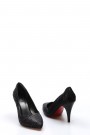 Siyah Kırışık Kadın Stiletto Ayakkabı 629ZA039-089