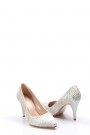 Altın Kırışık Kadın Stiletto Ayakkabı 629ZA039-089