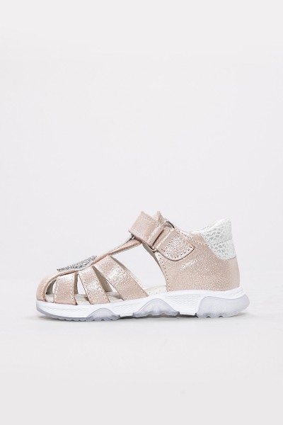 Hakiki Deri Pudra Gümüş Unisex Çocuk Klasik Sandalet 006BAK001