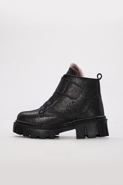 Hakiki Deri Kürklü Çelik Unisex Çocuk Klasik Bot 157KXA1774