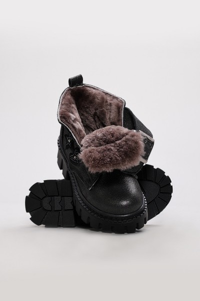 Hakiki Deri Kürklü Çelik Unisex Çocuk Klasik Bot 157KXA1774