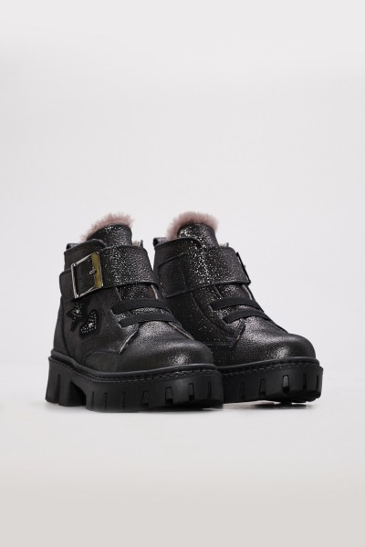 Hakiki Deri Kürklü Çelik Unisex Çocuk Klasik Bot 157KXA1774