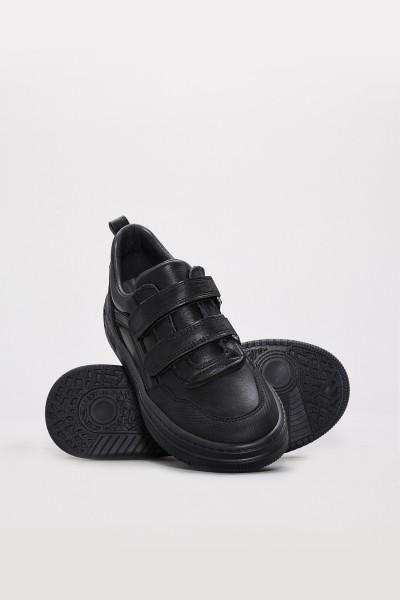 Hakiki Deri Siyah Nubuk Unisex Çocuk Casual Ayakkabı 157XA2407