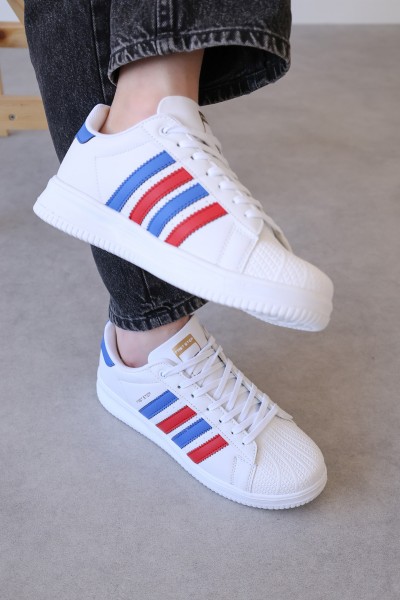 Beyaz Lacivert Kırmızı Unisex Sneaker Ayakkabı 572XA2555