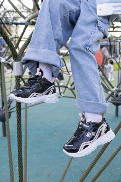 Sıyah Pudra Unisex Çocuk Sneaker Ayakkabı 615XCA1907