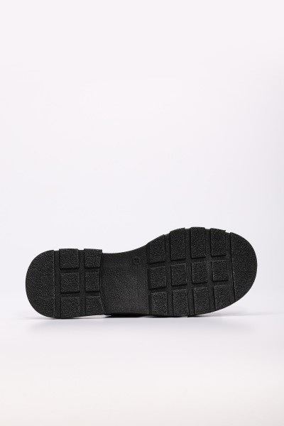 Hakiki Deri Siyah Gümüş Kadın Klasik Sandalet 710ZA993