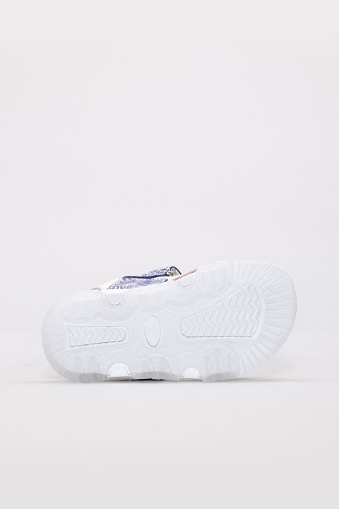 Hakiki Deri Mavi Saten Unisex Çocuk Klasik Sandalet 006BA001