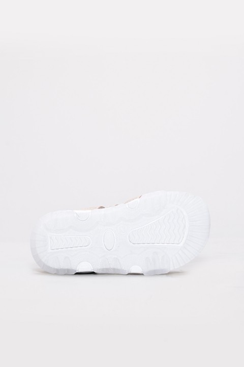 Hakiki Deri Pudra Gümüş Unisex Çocuk Klasik Sandalet 006BAK001