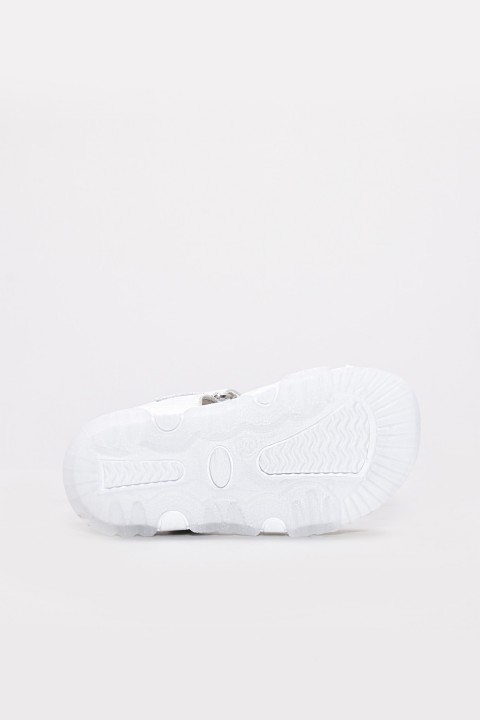 Hakiki Deri Beyaz Saten Unisex Çocuk Klasik Sandalet 006BAK001