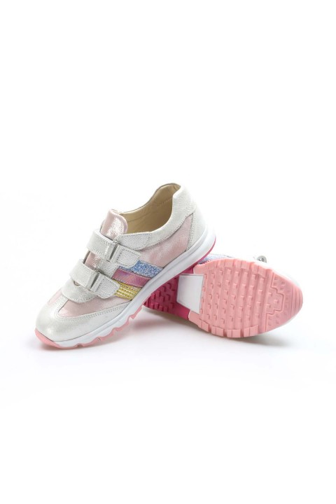 Hakiki Deri Gümüş Pembe Unisex Çocuk Casual Ayakkabı 006FA800