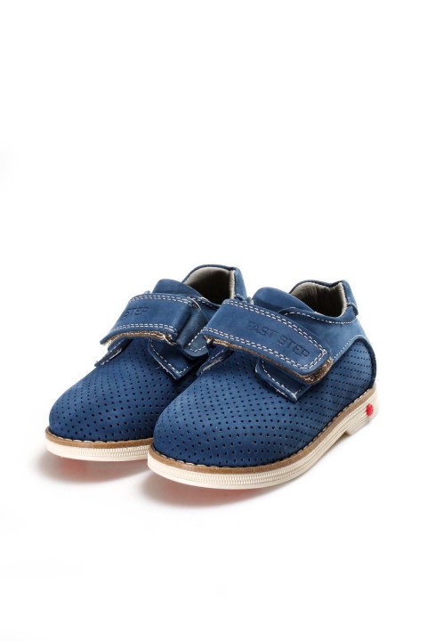 Hakiki Deri Mavi Nubuk Unisex Çocuk Casual Ayakkabı 006PA23