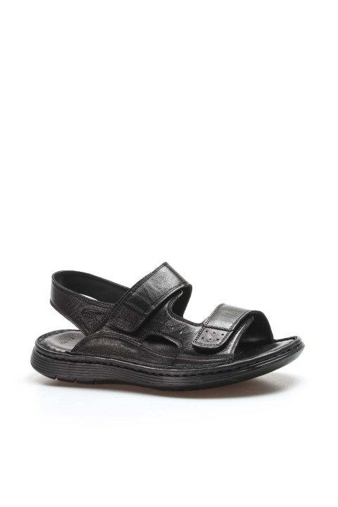 Hakiki Deri Siyah Orlondo Erkek Klasik Sandalet 018MAG-208-71