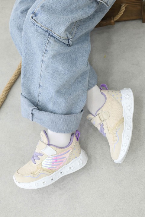 Bej Lila Unisex Çocuk Sneaker Ayakkabı 141XCA058
