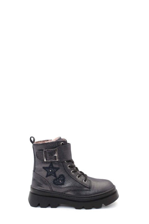 Hakiki Deri Kürklü Mavi Unisex Çocuk Klasik Bot 157KXA1774