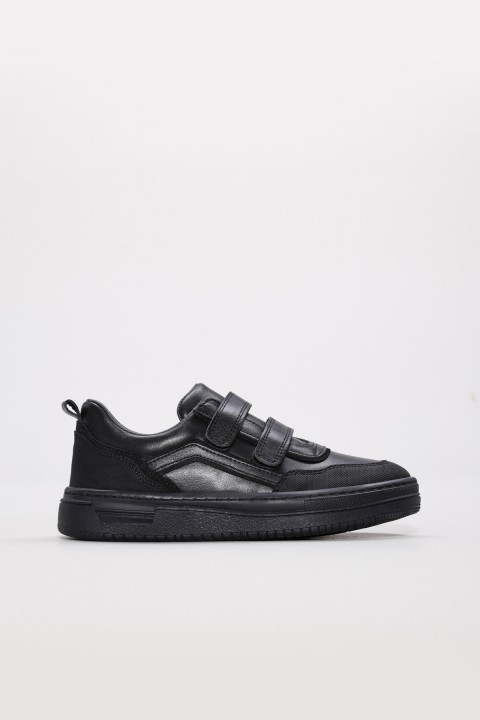 Hakiki Deri Siyah Nubuk Unisex Çocuk Casual Ayakkabı 157XA2407