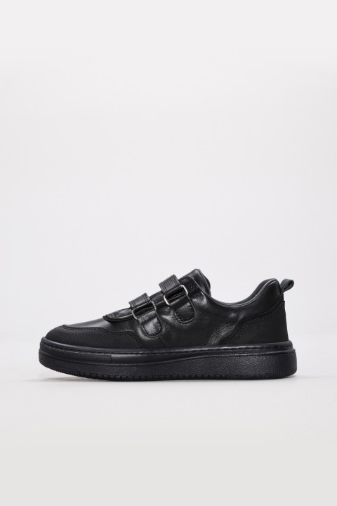 Hakiki Deri Siyah Nubuk Unisex Çocuk Casual Ayakkabı 157XA2407