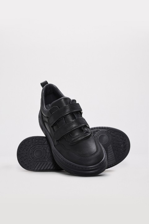 Hakiki Deri Siyah Nubuk Unisex Çocuk Casual Ayakkabı 157XA2407