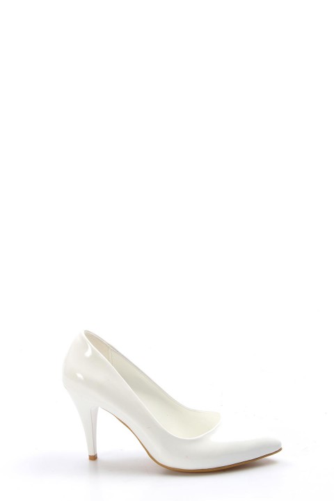 Beyaz Rugan Kadın Stiletto Ayakkabı 629ZA039-089