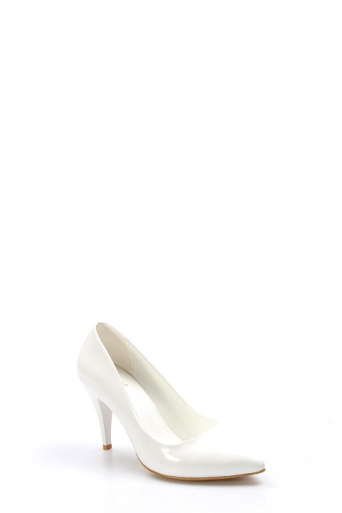Beyaz Rugan Kadın Stiletto Ayakkabı 629ZA039-089