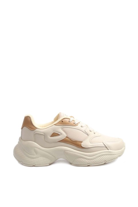Ekru Taba Kadın Sneaker Ayakkabı 666ZA152