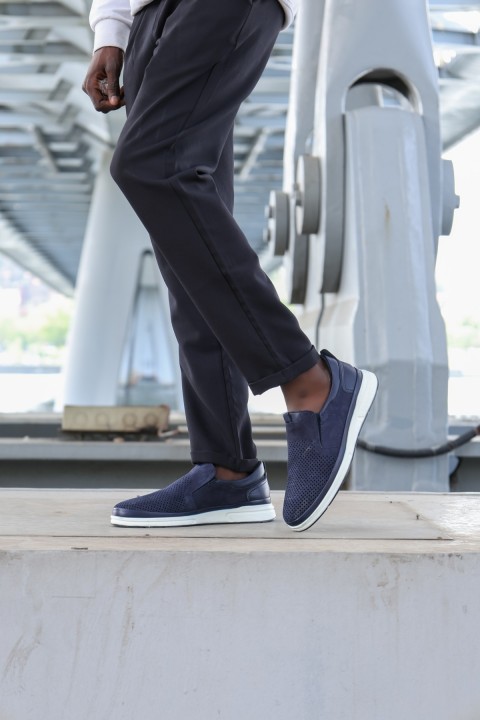 Hakiki Deri Lacivert Erkek Casual Ayakkabı 711MA440-4041
