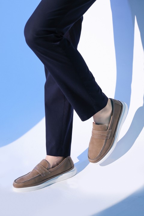 Hakiki Deri Vizon Nubuk Erkek Casual Ayakkabı 722MA468