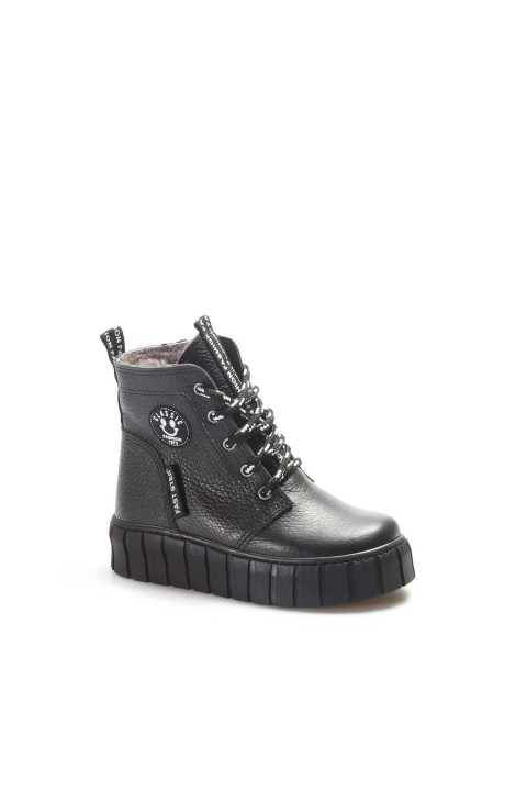 Hakiki Deri Kürklü Siyah Unisex Çocuk Klasik Bot 769KXA130