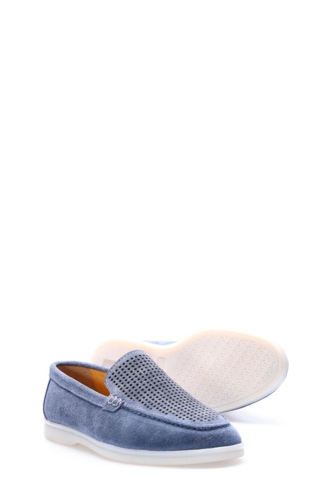 Hakiki Deri Kot Mavi Erkek Casual Ayakkabı 819MA020LZR