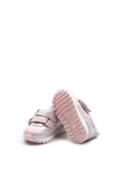 Hakiki Deri Pudra Simli Kız Çocuk Sneaker Ayakkabı 837IA03