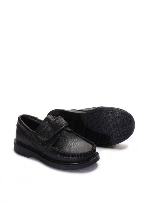 Hakiki Deri Siyah Unisex Çocuk Casual Ayakkabı 837XCA666
