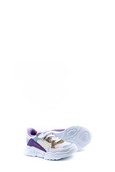 Beyaz Turkuaz Lila Unisex Çocuk Sneaker Ayakkabı 868FA051C