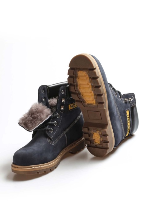 Hakiki Deri Lacivert Nubuk Unisex Outdoor Bot 938SGA50