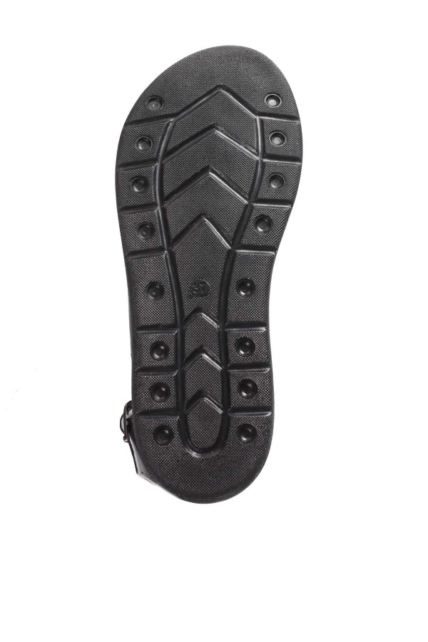 Hakiki Deri Siyah Kadın Dolgu Topuk Sandalet 593ZA2010SAN