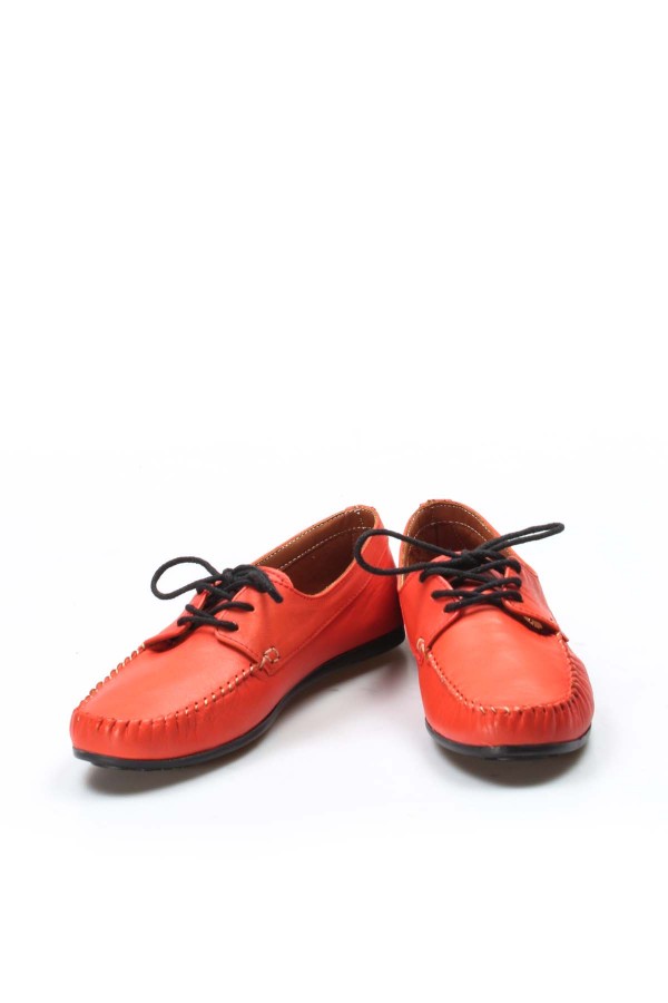 Hakiki Deri Nar Çiçek Kadın Loafer Ayakkabı 710ZA045