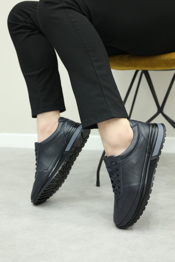 Hakiki Deri Lacivert Erkek Casual Ayakkabı 856MA3279